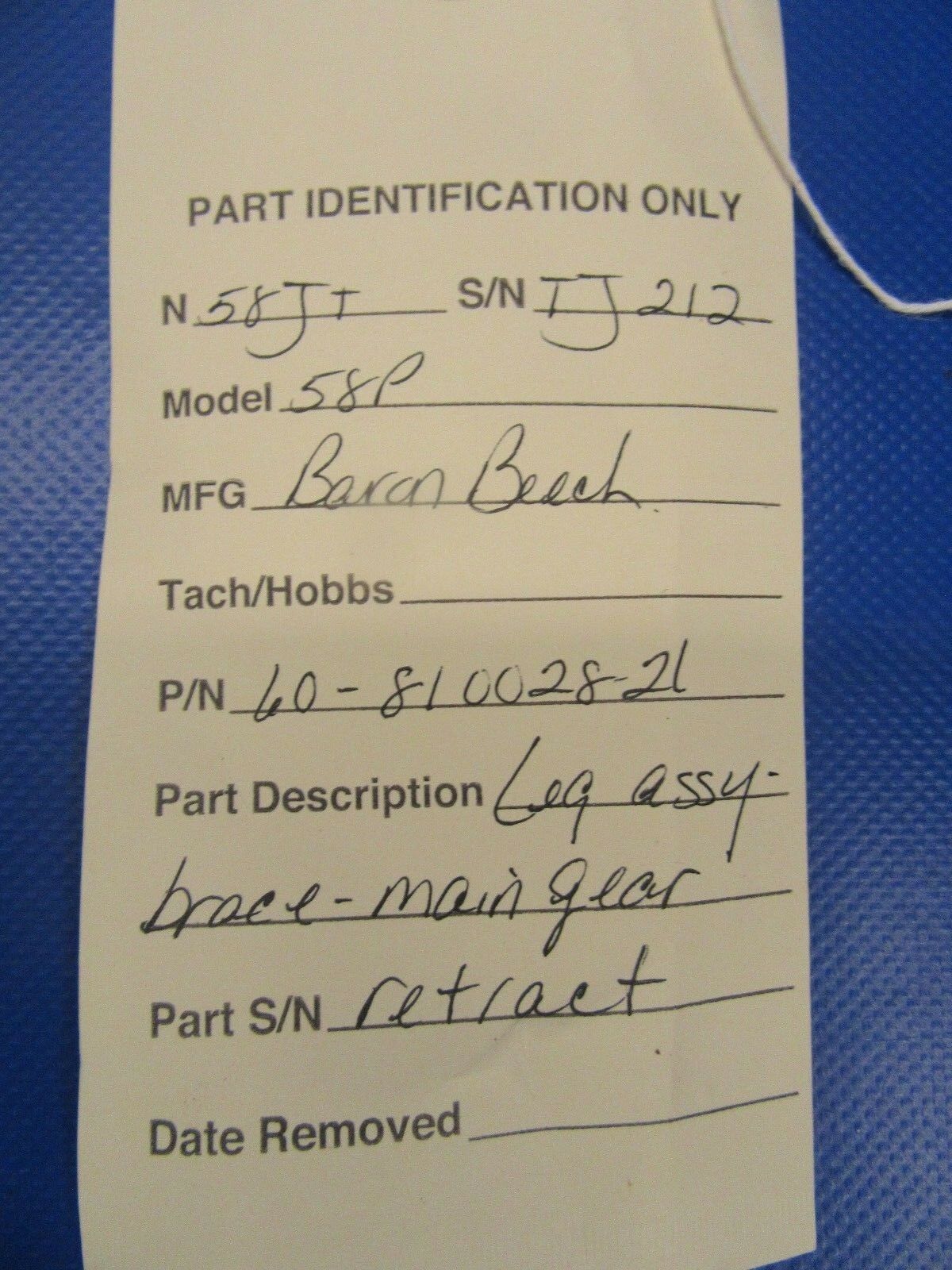 Beech Baron 58P Leg Assy Brace Main Gear Retract P/N 60-810028-21 (0618-210)