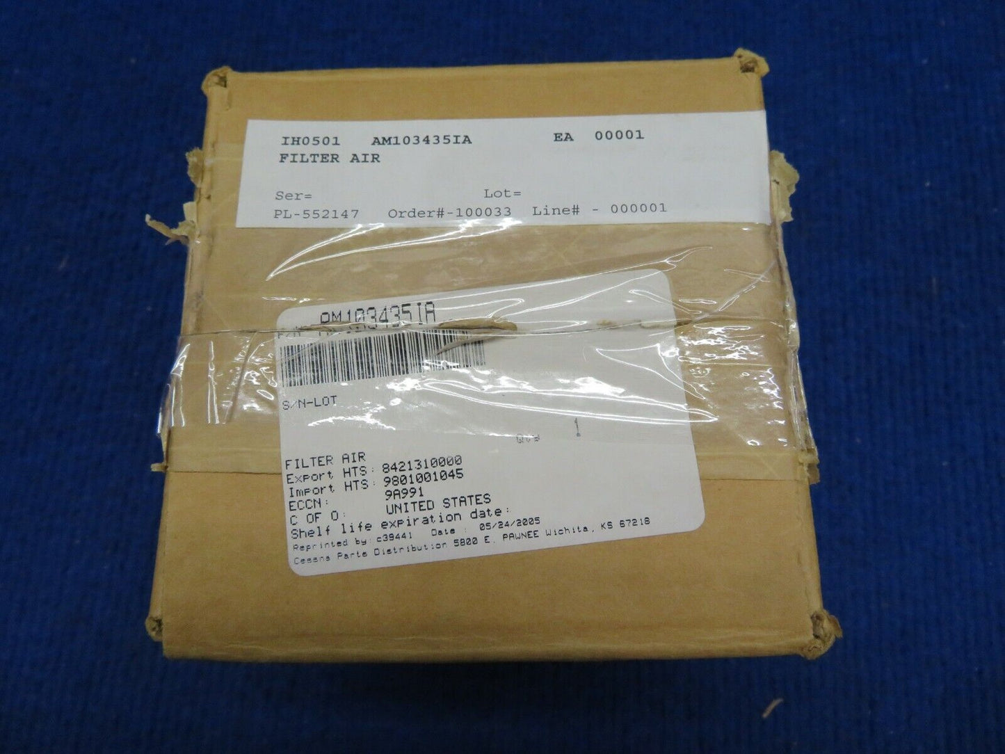 Cessna Donaldson Air Filter Element Assy P/N AM103435IA NOS w/ 8130 (0522-384)
