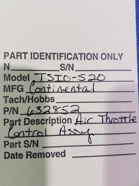 Continental TSIO-520 Air Throttle Control Assy P/N 632852 (0616-45)