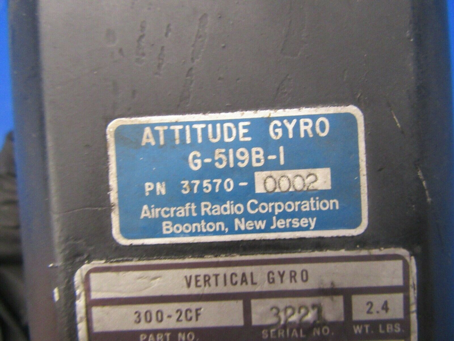 ARC G-519B-1 Attitude Gyro 8* Tilt Panel 37570-0002, 300-2CF (1019-58)