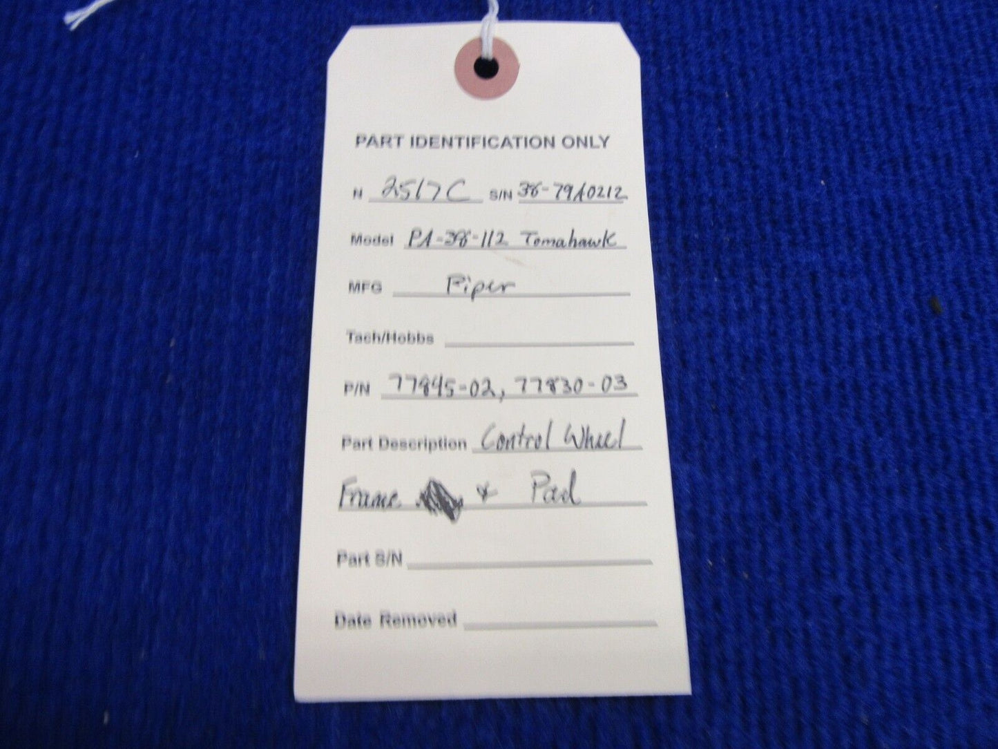 Piper PA-38-112 Tomahawk Control Wheel Frame & Pad P/N 77845-02 (1221-391)