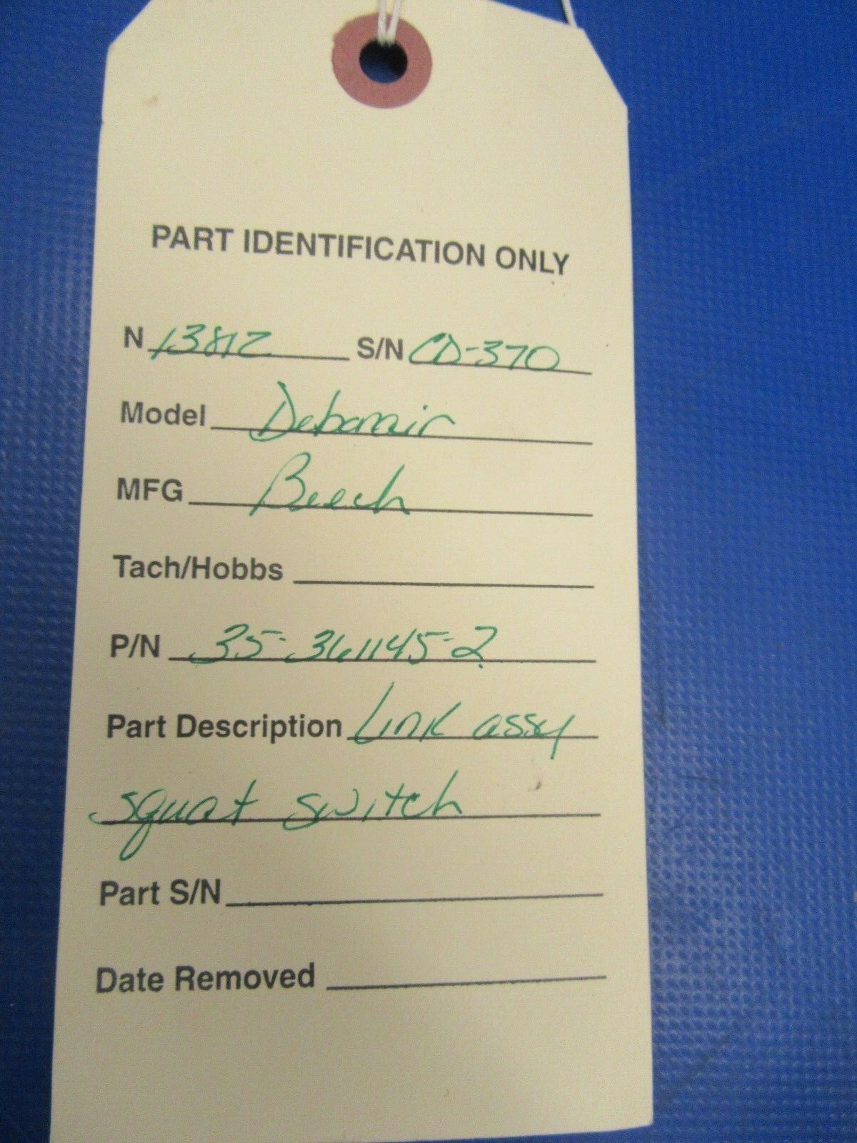 Beech Debonair 35-A33 Link Assy Rod Squat Switch 35-361145-2 (0219-28)