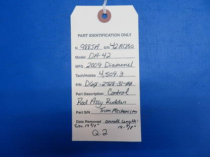 Diamond Control Rod Assy Rudder Trim Mechanism P/N D60-2728-31-00 (0623-128)
