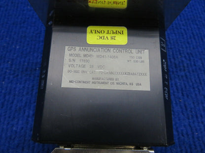 Mid-Continent GPS Annunciation Control Unit 28V P/N MD41-1408A (0222-347)