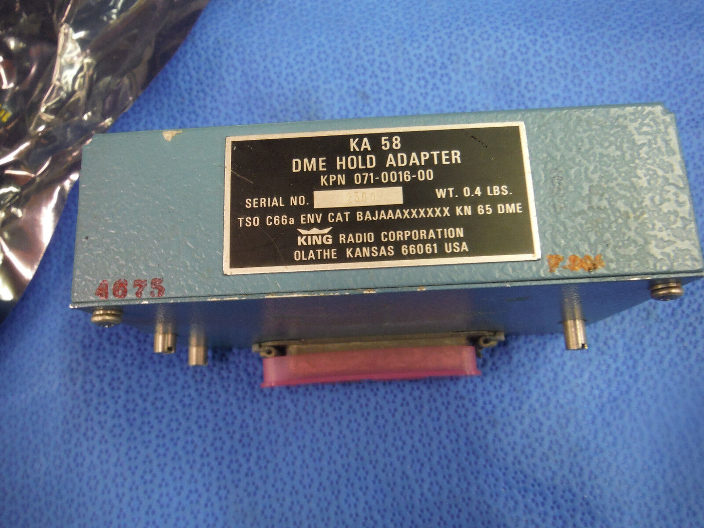 King KA-58 DME Hold Adapter P/N 071-0016-00  (1015-259)