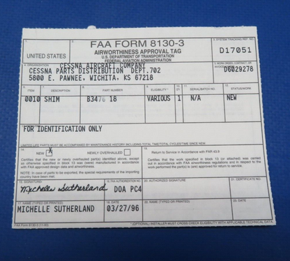 McCauley Threaded Propeller Shim w/ 8130 P/N B3476-18 LOT OF 6 NOS (0523-275)