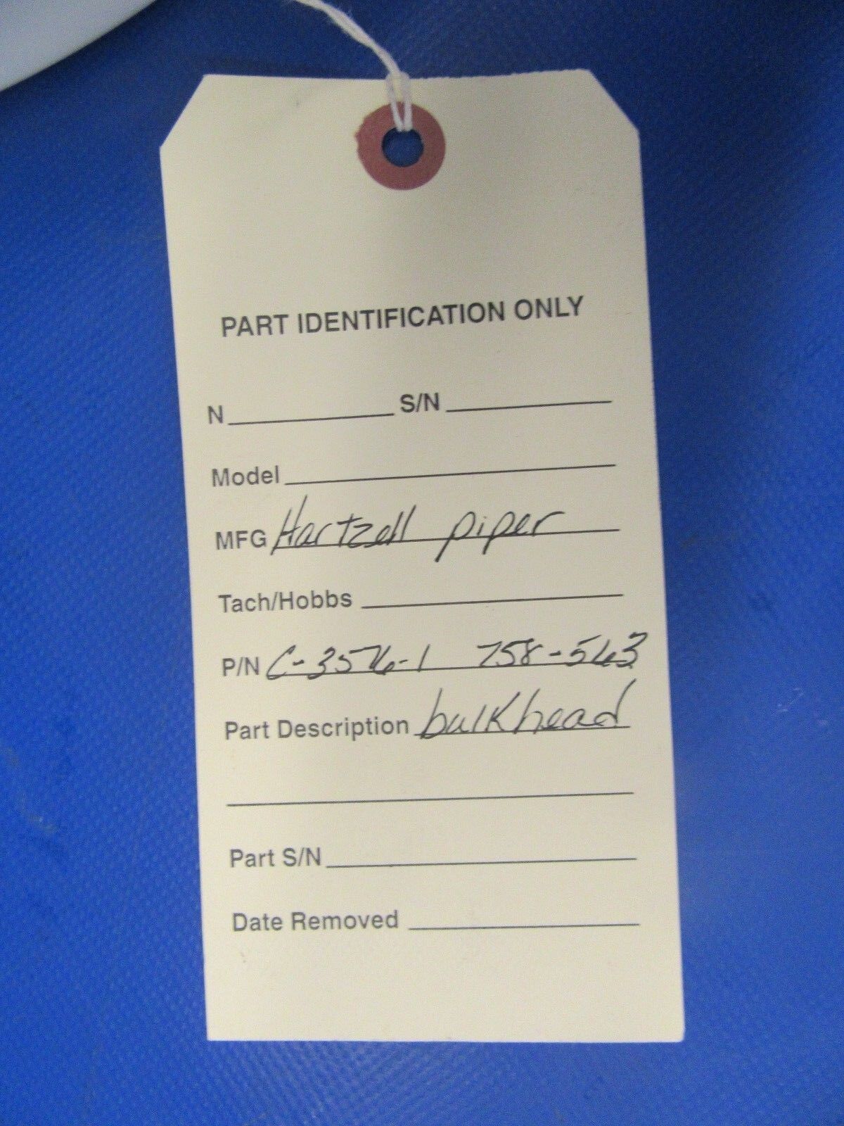 Piper Saratoga Hartzell Bulkhead P/N C-3576-1, 758-563 (0518-55)