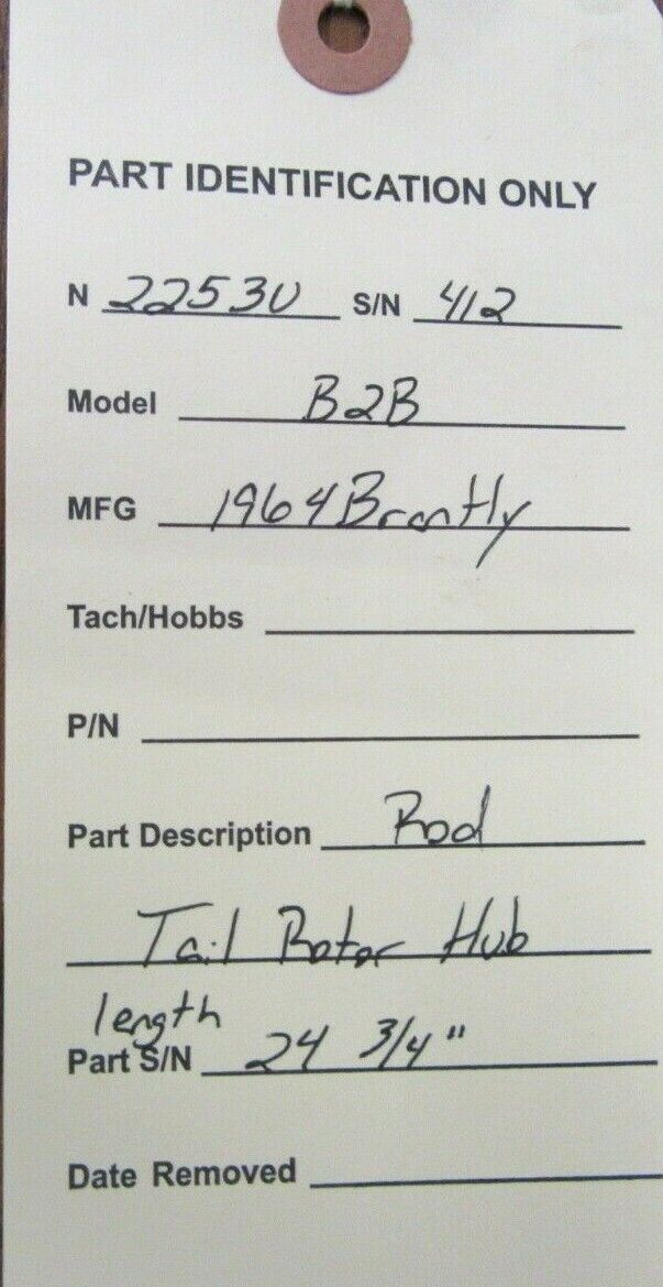 Brantly B2B Helicopter Rod Tail Rotor Hub 24-3/4" (0921-656)