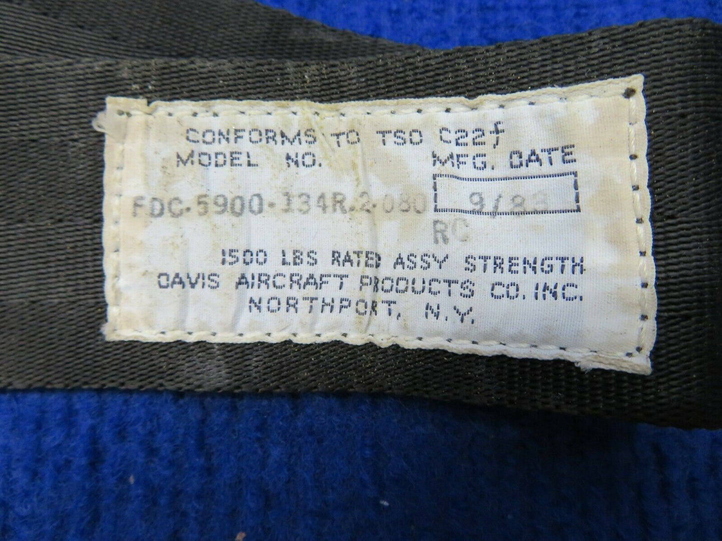 1956 Cessna 310 Seat Belt Davis Aircraft Products FDC-5900-134R-2-080 (0422-462)