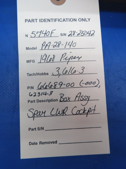 Piper PA-28-140 Box Assy Spar LWR Cockpit  P/N 66689-00 (0823-431)