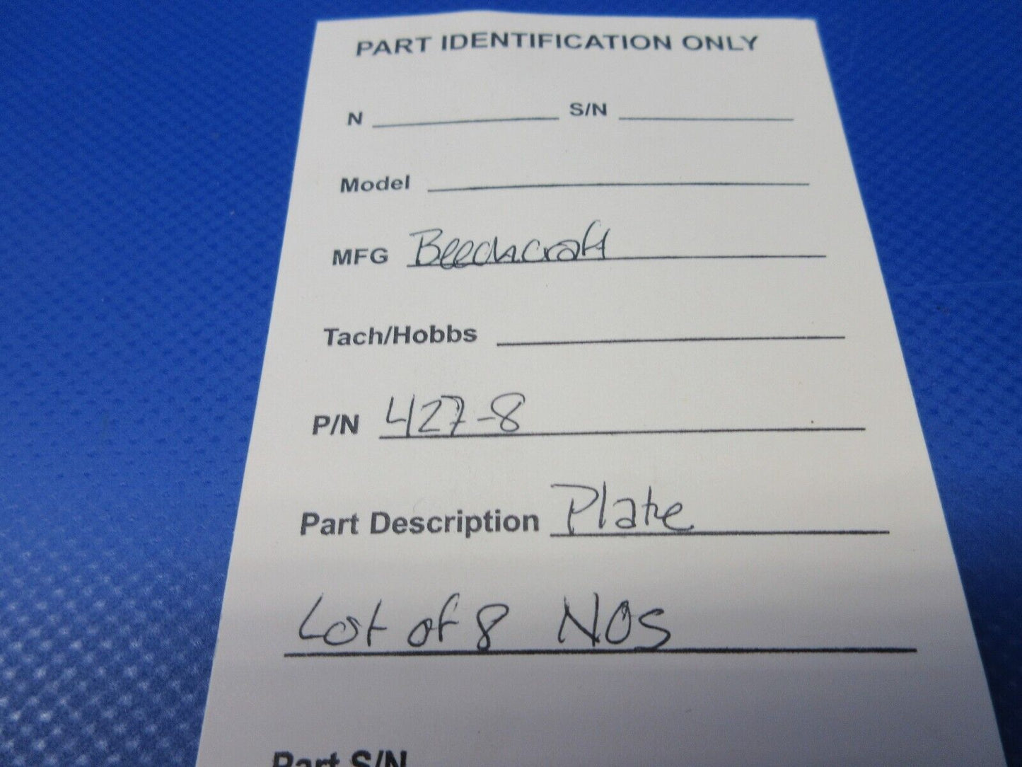 Beech Plate P/N 427-8 Lot of 8 NOS (0224-1275)