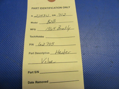 Brantly B2B Helicopter Heater Valve P/N 62705 (0921-502)
