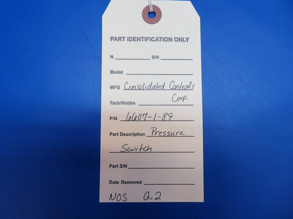 Consolidated Controls Corp. Pressure Switch P/N 6607-1-89 NOS (0922-738)