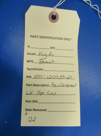Beech King Air Reinforcement LH Spar Cap P/N 100-120039-21 NOS (0419-383)