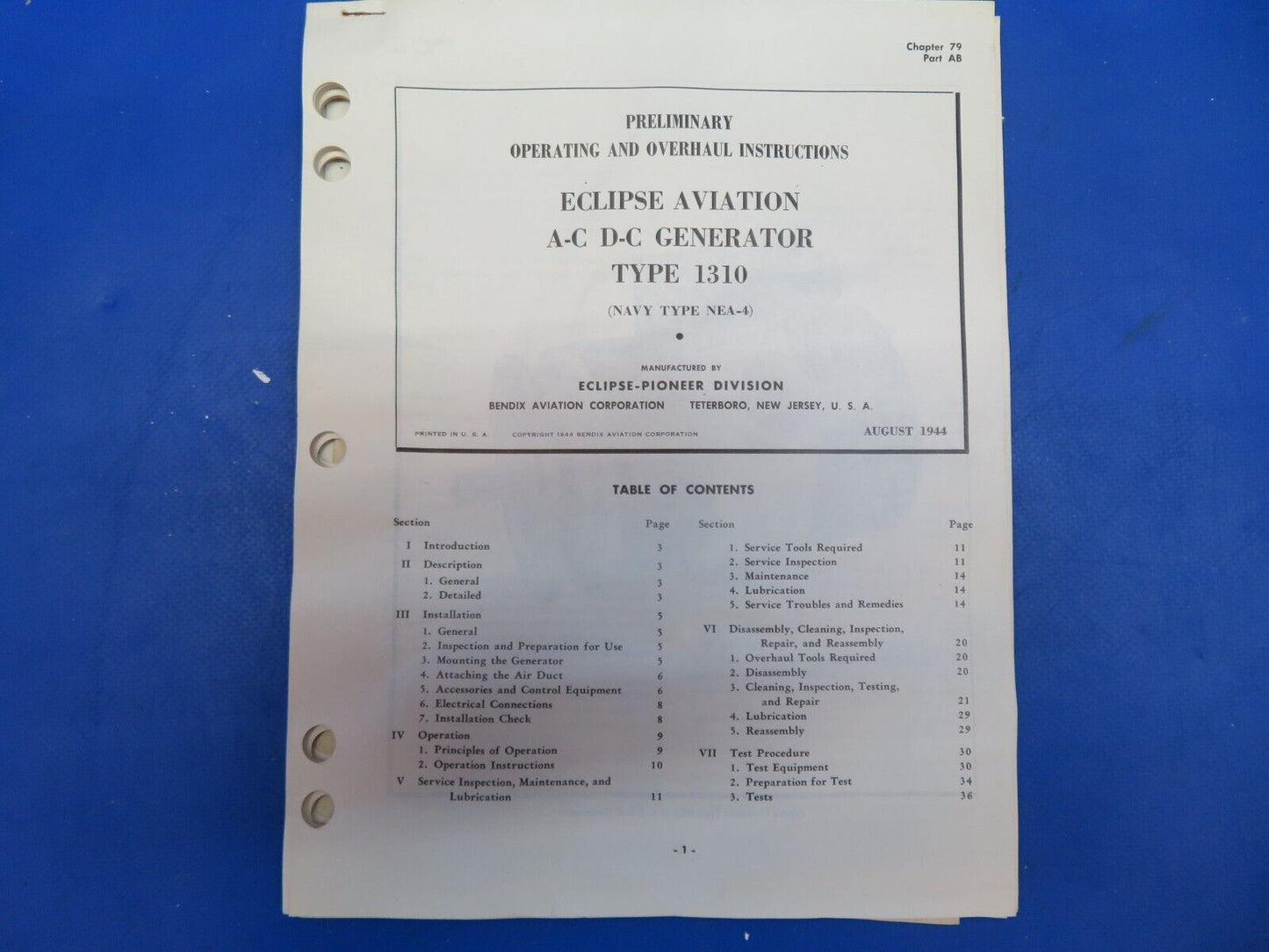 Eclipse Aviation A-C D-C Generator Type 1310 Kit # D-130220 (0123-609)