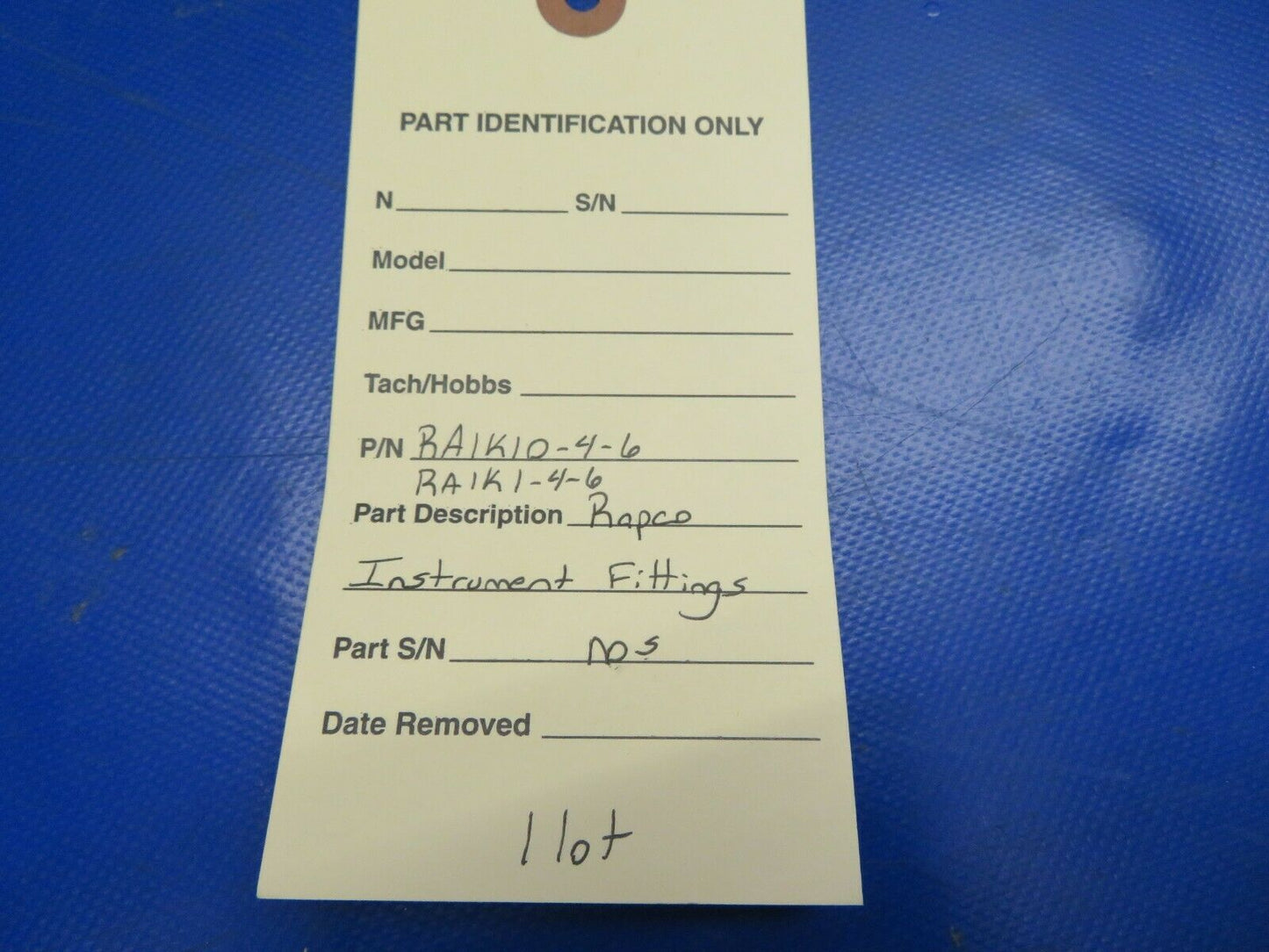Rapco Instrument Fittings LOT P/N RA1K10-4-6 NOS (0720-877)