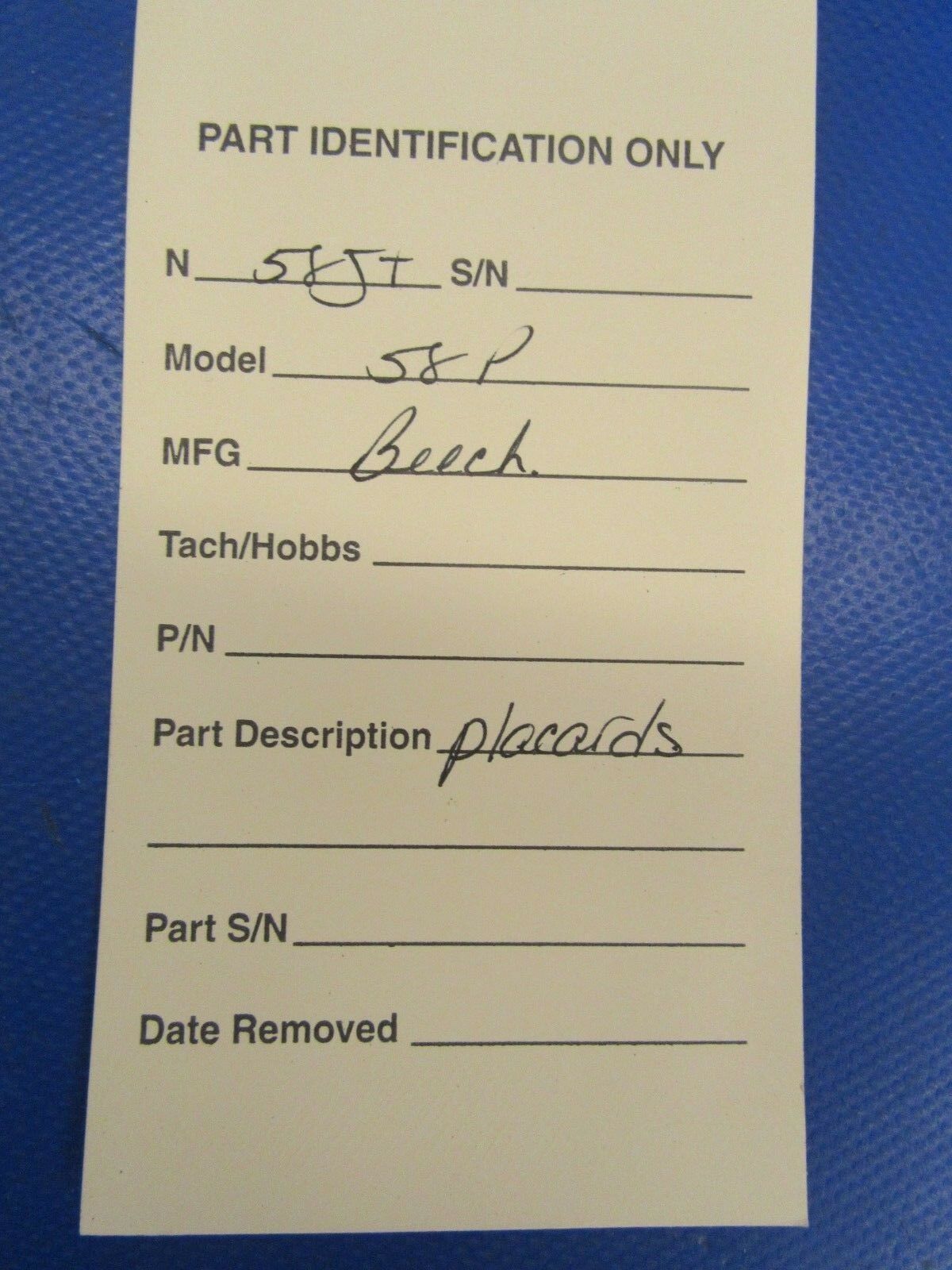 1979 Beech Baron 58P Placards LOT OF 6 (0818-297)