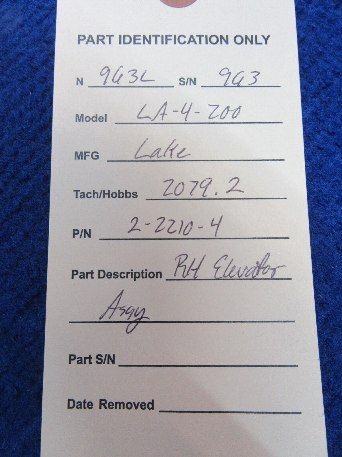 Lake Aircraft LA-4-200 RH Elevator P/N 2-2210-4 (0822-207)