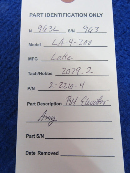 Lake Aircraft LA-4-200 RH Elevator P/N 2-2210-4 (0822-207)
