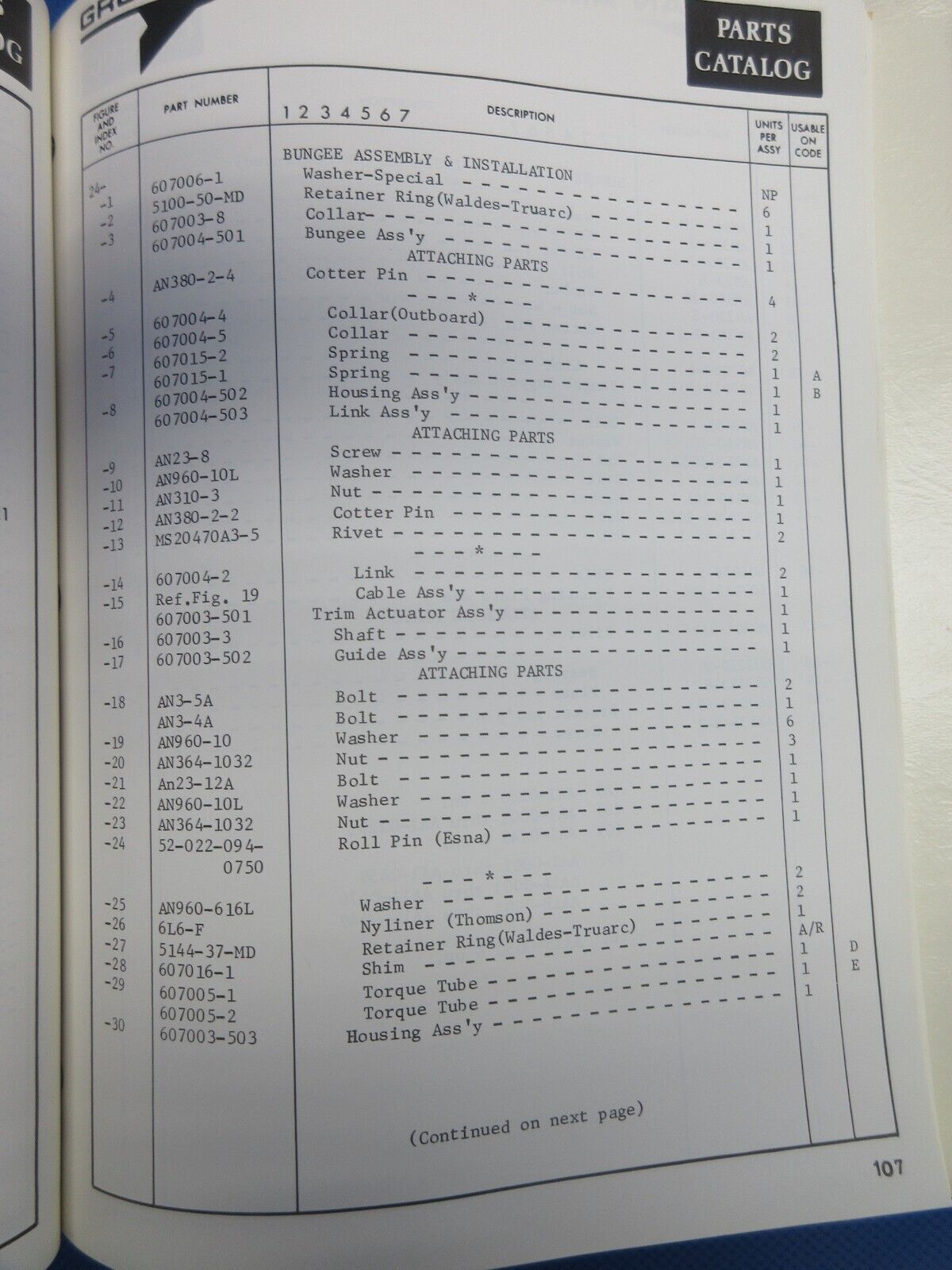 Grumman American AA1, AA1A, AA1B Parts Catalog (0124-1346)