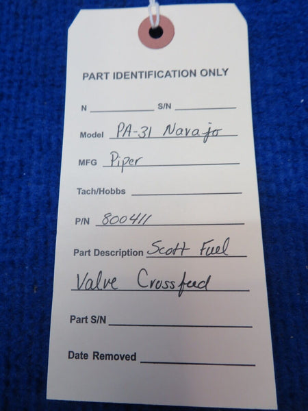 Piper PA-31 Navajo Scott Fuel Valve Crossfeed P/N 800411 (0722-371)