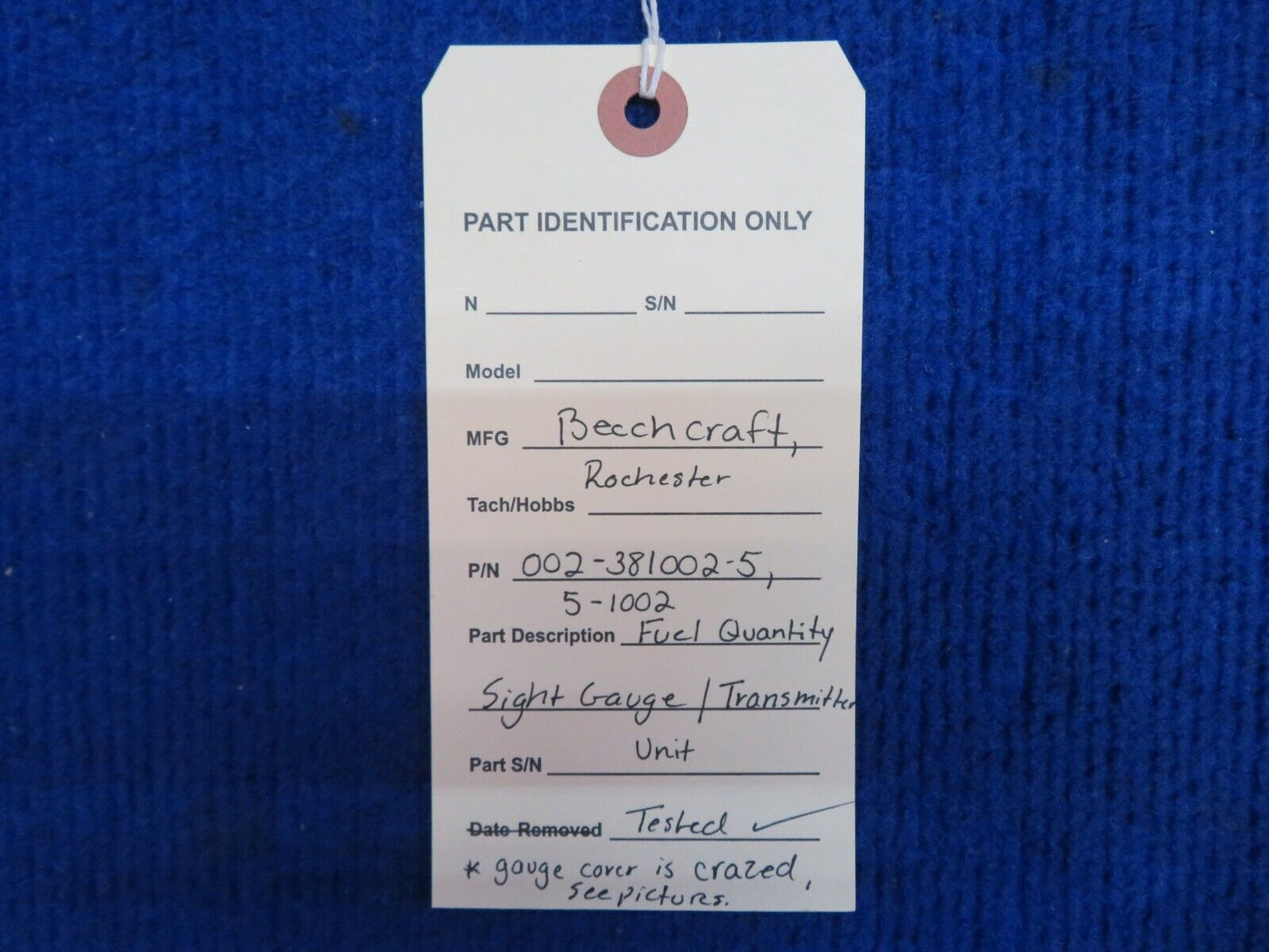 Beechcraft Fuel Quantity Sight Gauge / Transmitter Unit P/N 5-1002 (0822-576)