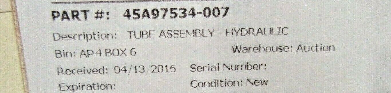 Beech 400 Hydraulic Tube Assy 45A97534-007 (0519-01)