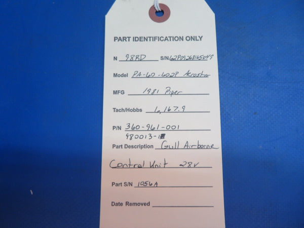 Piper Aerostar 602P Gull Airborne Control Unit 28 V P/N 360-961-001 (0123-648)