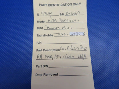 Beech N35 Bonanza Cowl Latch Clip RH FWD, AFT Center LOT OF 4 (0121-312)