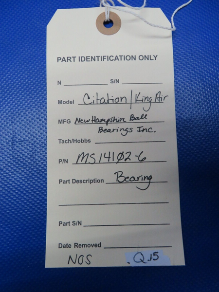 Citation King Air New Hampshire Ball Bearings Inc. P/N MS14102-6 NOS (0224-228)