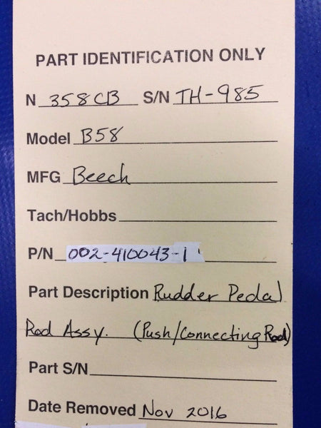 Beech Baron 58 Connecting Rod - Rudder Pedal P/N 35-524144 (1216-166)