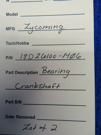 Lycoming Bearing Half Crankshaft P/N 18D26100-M06 LOT OF 2 (0222-715)