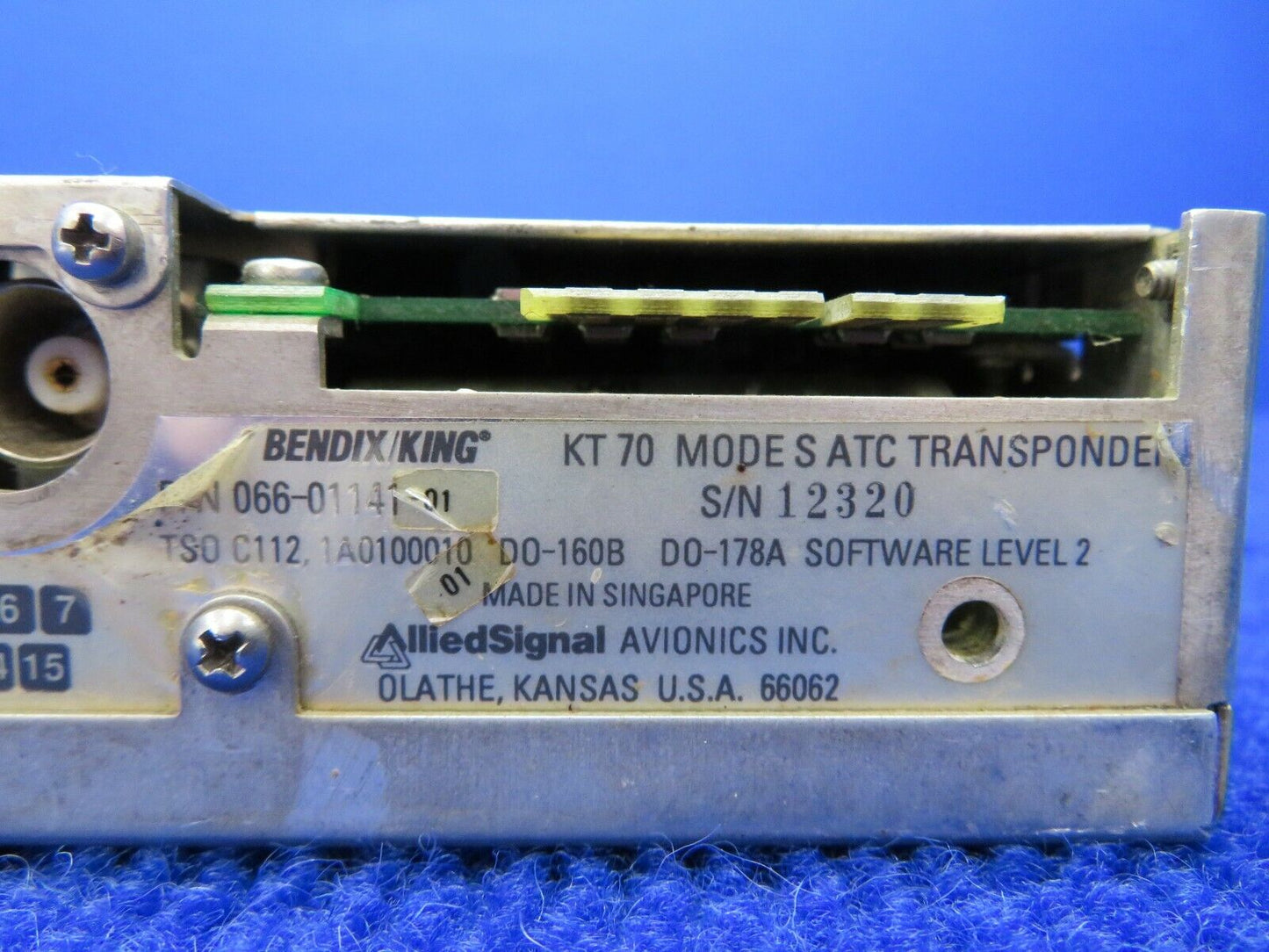 Bendix King KT70 Mode S ATC Transponder w/ 8130 P/N 066-01141-0101 (1221-23)