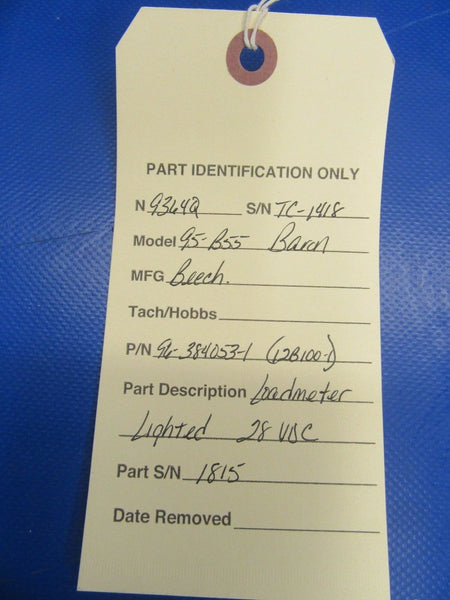 Beech Baron Load Meter Lighted 28VDC P/N 96-384053-1 (1217-108)