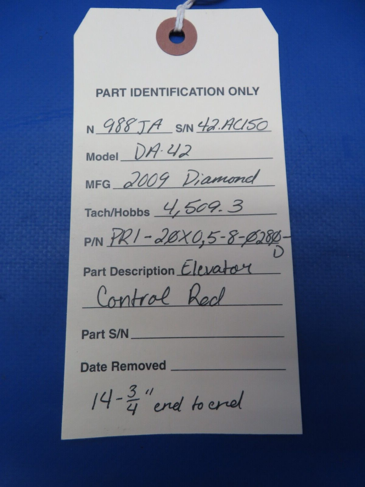 Diamond DA-42 Elevator Control Rod 14-3/4" P/N PR1-20X0, 5-8-0280-D  (0623-505)