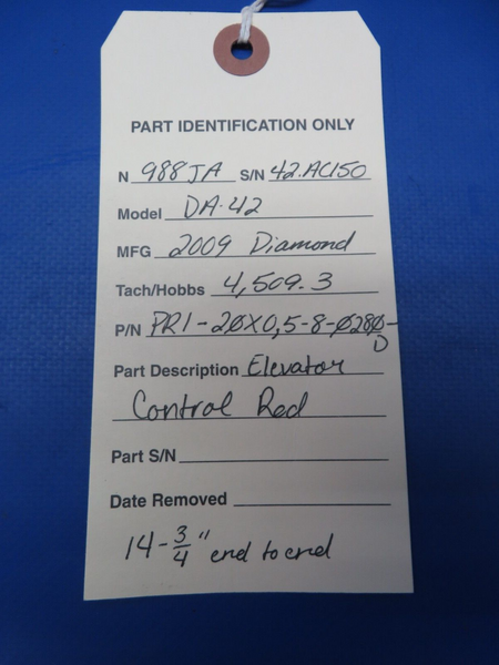Diamond DA-42 Elevator Control Rod 14-3/4" P/N PR1-20X0, 5-8-0280-D  (0623-505)