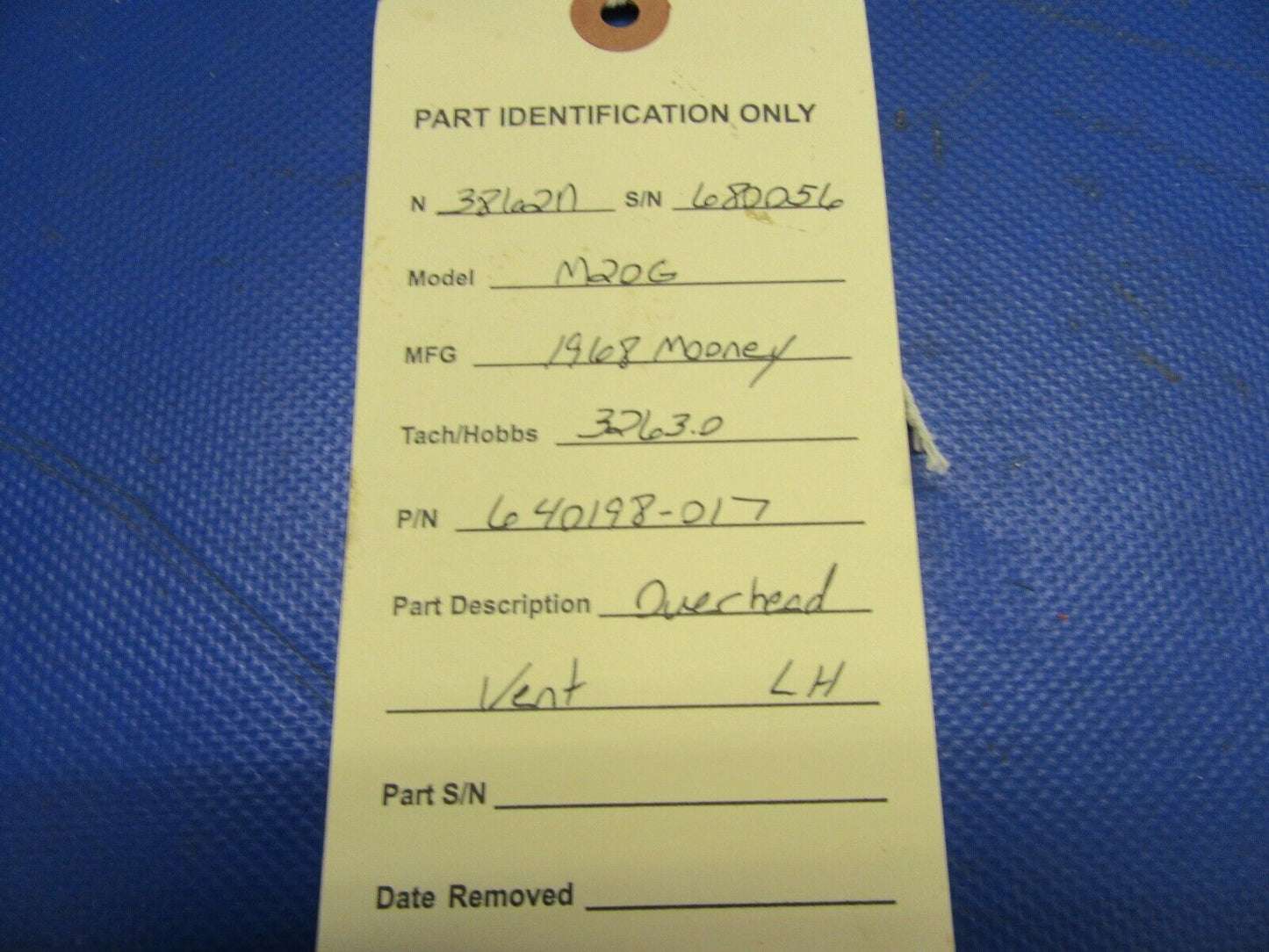 Mooney M20G Overhead Vent LH P/N 640198-017 (0921-350)