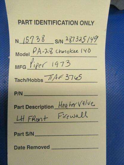 Piper Cherokee 140 Heater Valve Firewall LH Front (0319-90)