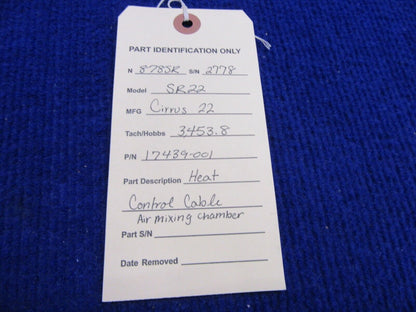 Cirrus SR-22 Heat Control Cable Air Mixing Chamber P/N 17439-001 (1221-559)