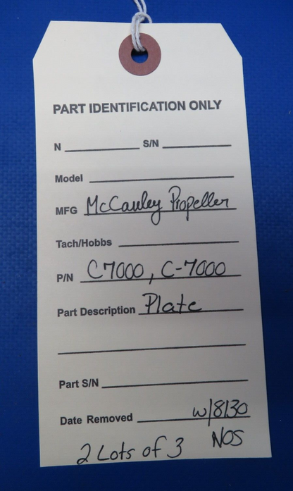 McCauley Threaded Propeller Plate w/ 8130 P/N C7000 LOT OF 3 NOS (0523-271)