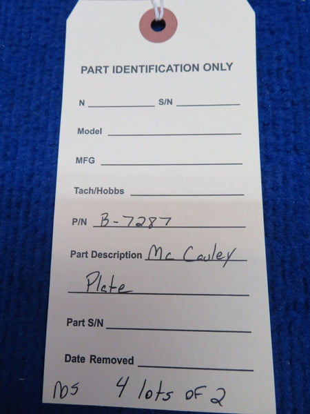 McCauley Plate P/N B-7287 LOT OF 2 NOS (0722-421)