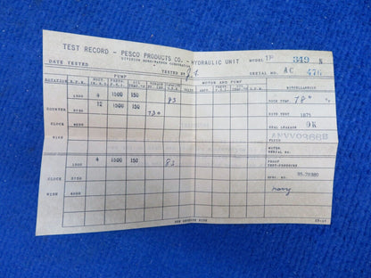 Pesco Hydraulic Pump Vintage P/N 1P-349-N NOS (0522-828)