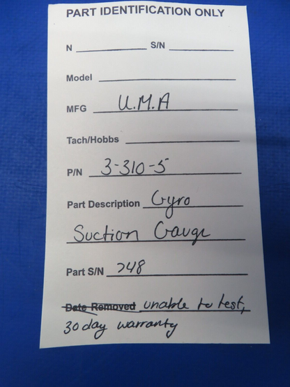 U.M.A Gyro Suction Gauge P/N 3-310-5 (1023-511)