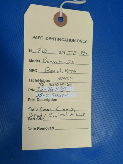 Beech Baron E-55 Main Gear Clamp, Safety Switch P/N 95-361015-601 (0120-439)