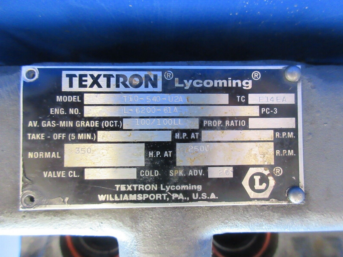 Lycoming TIO-540-U2A Oil Sump & Induction Housing w/Cover LW-14946 (0723-116)