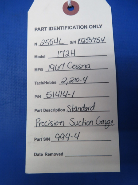 Cessna 172 / 172H Standard Precision Suction Gauge P/N 51414-1 (1123-223)