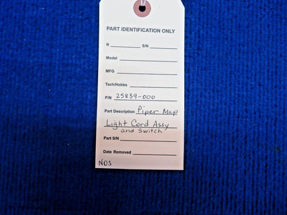 Piper Map Light Cord Assy & Switch P/N 25839-000 NOS (0822-716)