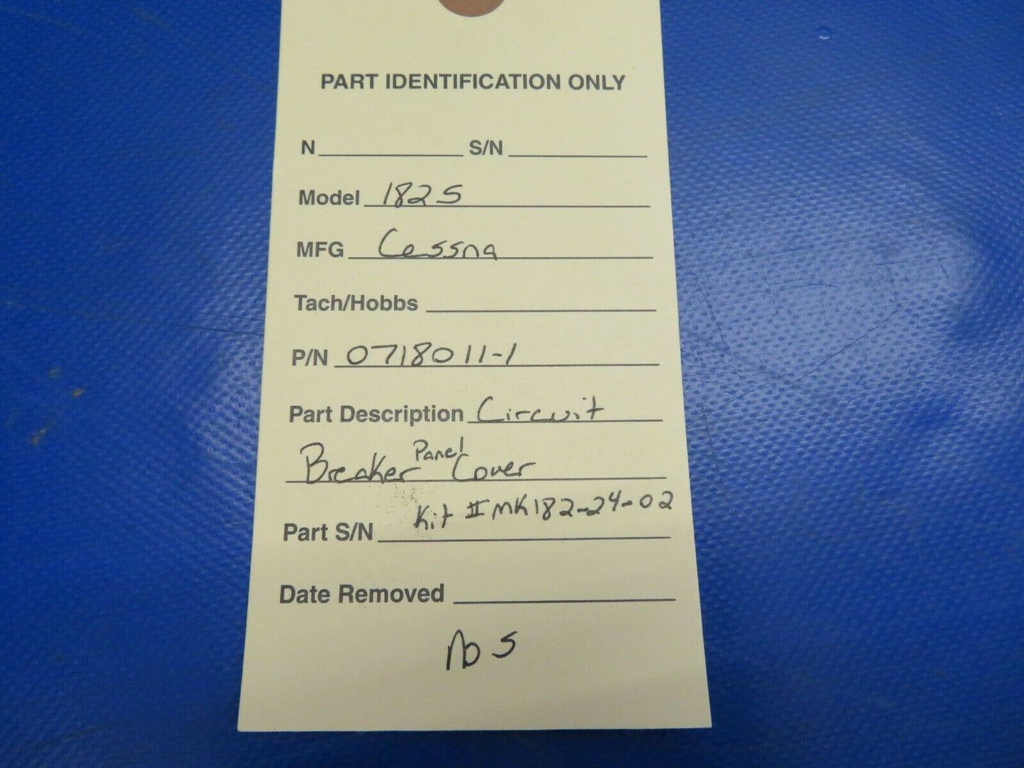 Cessna 182S Circuit Breaker Panel Cover MK182-24-02, 0718011-1 NOS (0720-620)