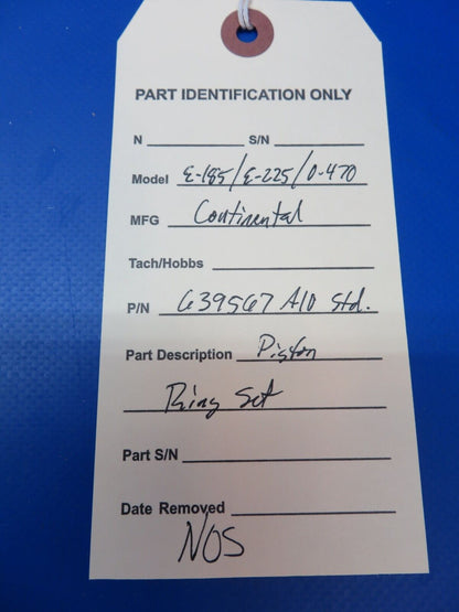 Continental Piston Ring Set P/N 639567A10 STD NOS (1222-364)
