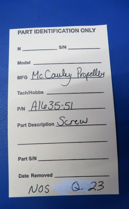McCauley Threaded Propeller Screw P/N A1635-51 NOS (0523-187)
